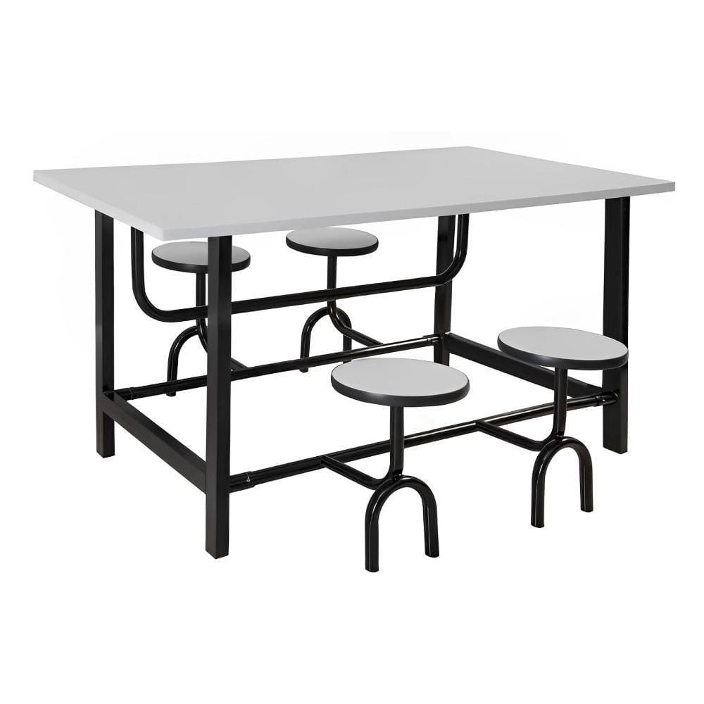 Mesa Refeitorio 4 Lugares 80X120x150 Banco Retratil Branco - Motiva