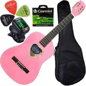 Kit Violão Eletroacústico Infantil 1/2 Rosa Austin Kauthon