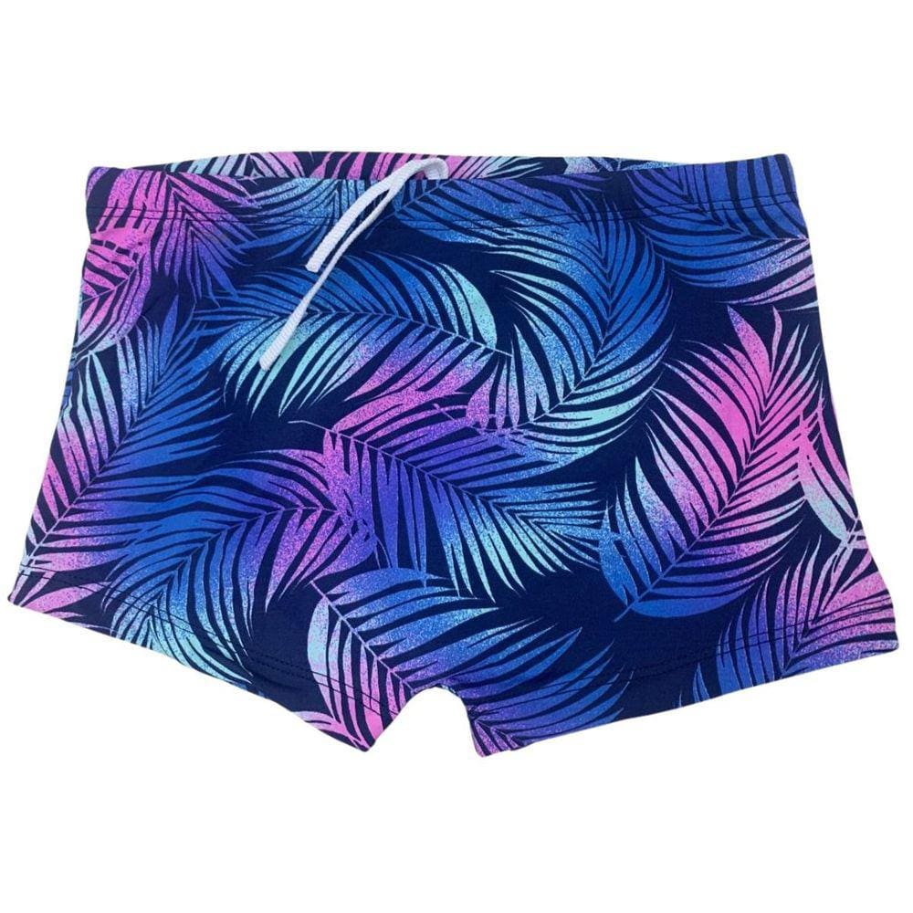 Sunga Infantil Juvenil Folhas Rosa Azul Proteção Solar UV50