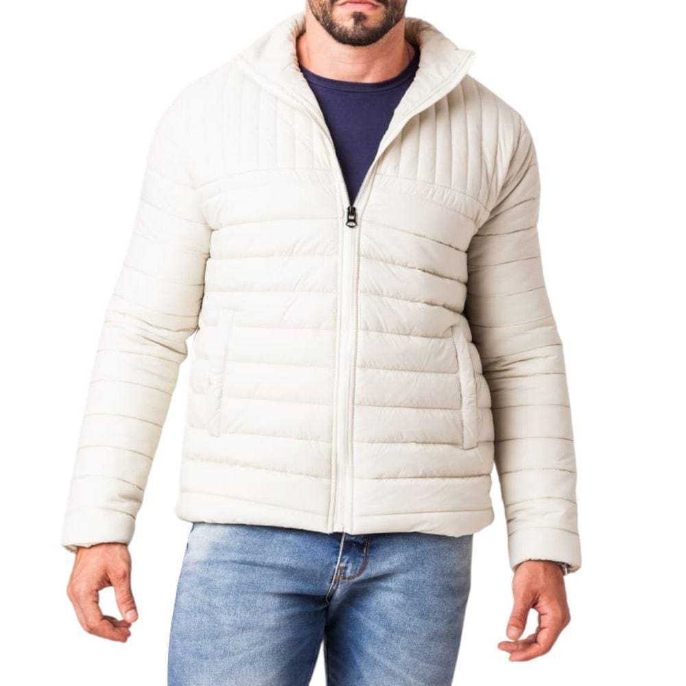 Jaqueta Masculina Puffer Nylon com Ziper Off White