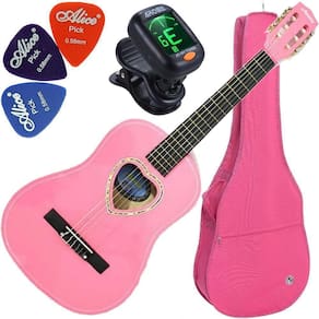 Kit Violão Infantil Austin Nylon Rosa + Afinador + Capa Rosa