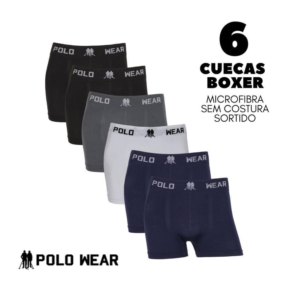 6 Cuecas Masculinas Box Microfibra Polo Wear