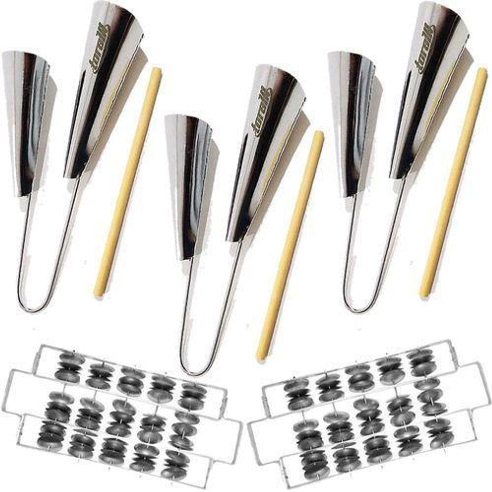 Kit 3 Agogô Duplo Alumínio Torelli To015 + 2 Rocar Triplo