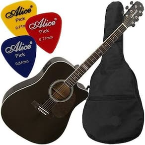 Kit Violão Eletroacústico Folk Gf1D Preto Giannini Mod2017
