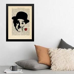 Quadro Charlie Chaplin Vintage - Romântico 33X24Cm
