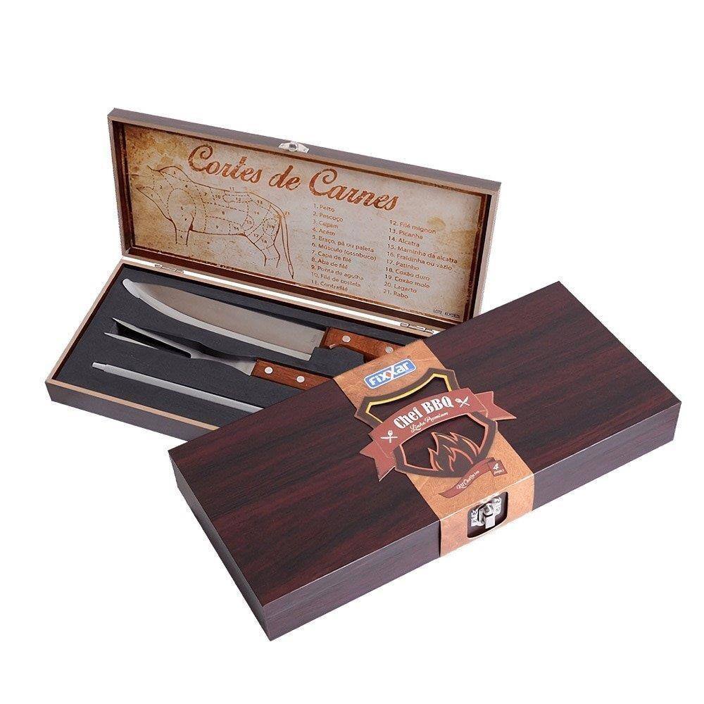 Conjunto Churr.Fixxar Chef Bbq Linha Prem.4 Pcs Fix-Ud 3201