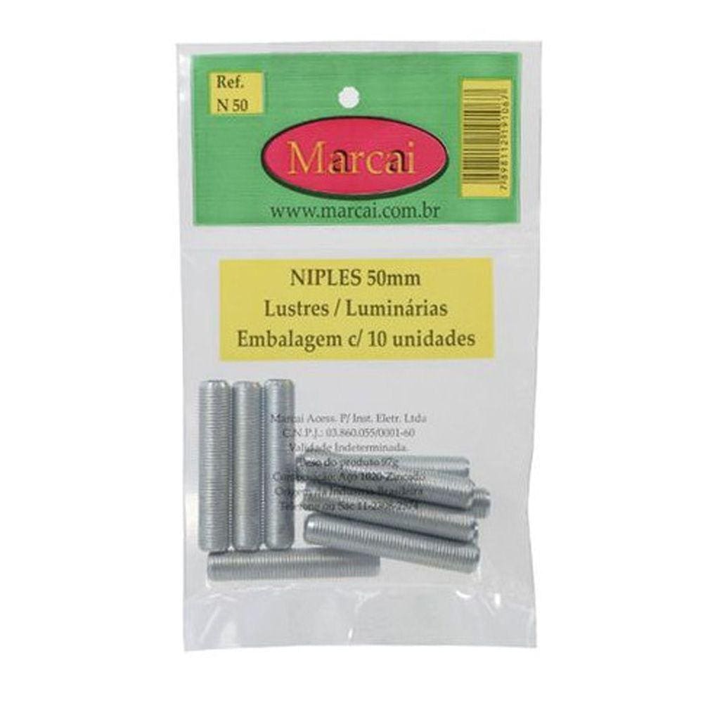 10 Niples Barra Rosqueada Haste Para Lustres 50mm 5cm Marcai