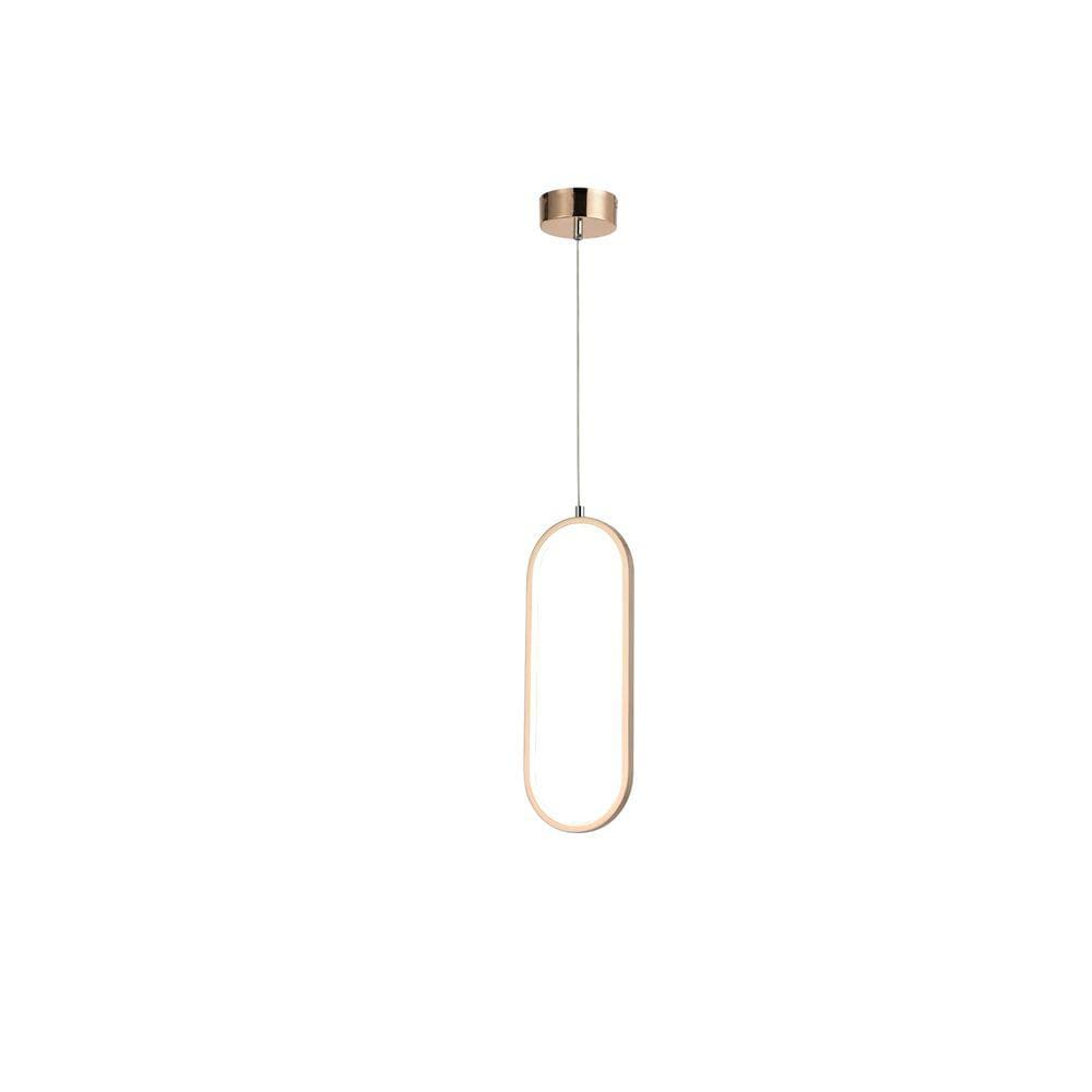 Pendente Oval Dourado 40cm Led 15W 3000K Bivolt