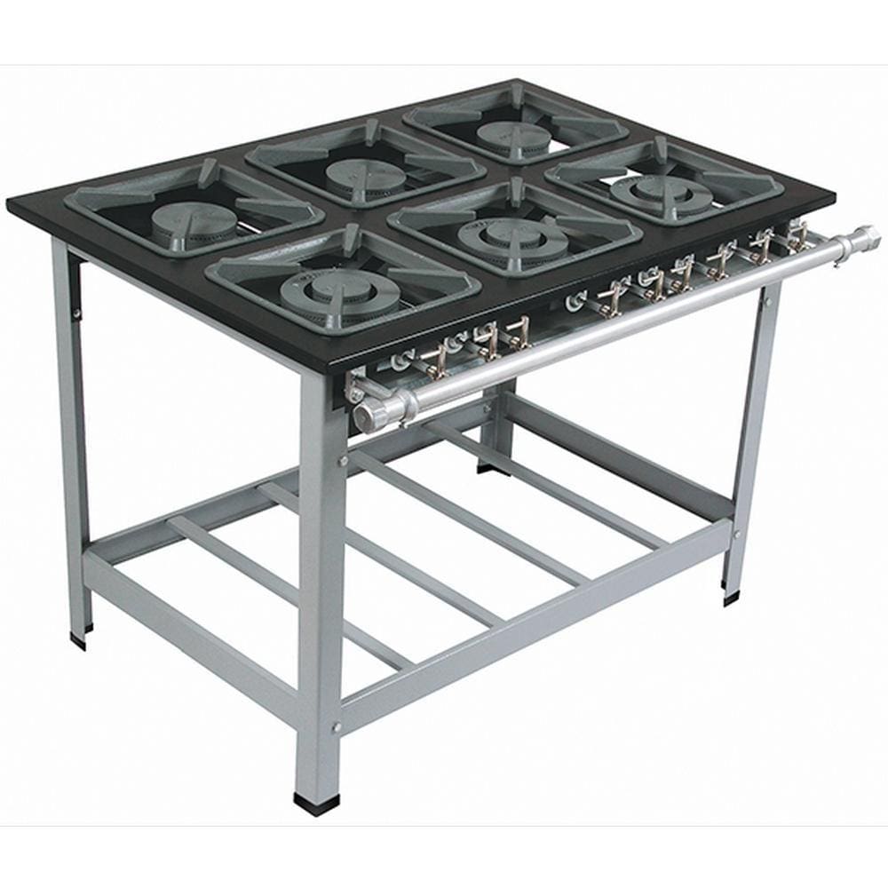 Fogao 6 Bocas Duplo M15 Premium 40X40 Perfil 9Cm Para Panela - Metalmaq
