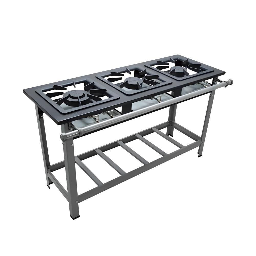 Fogao 3 Bocas M7 Max 30X30 Perfil 6,5 Cm Com Porta Panela - Metalmaq