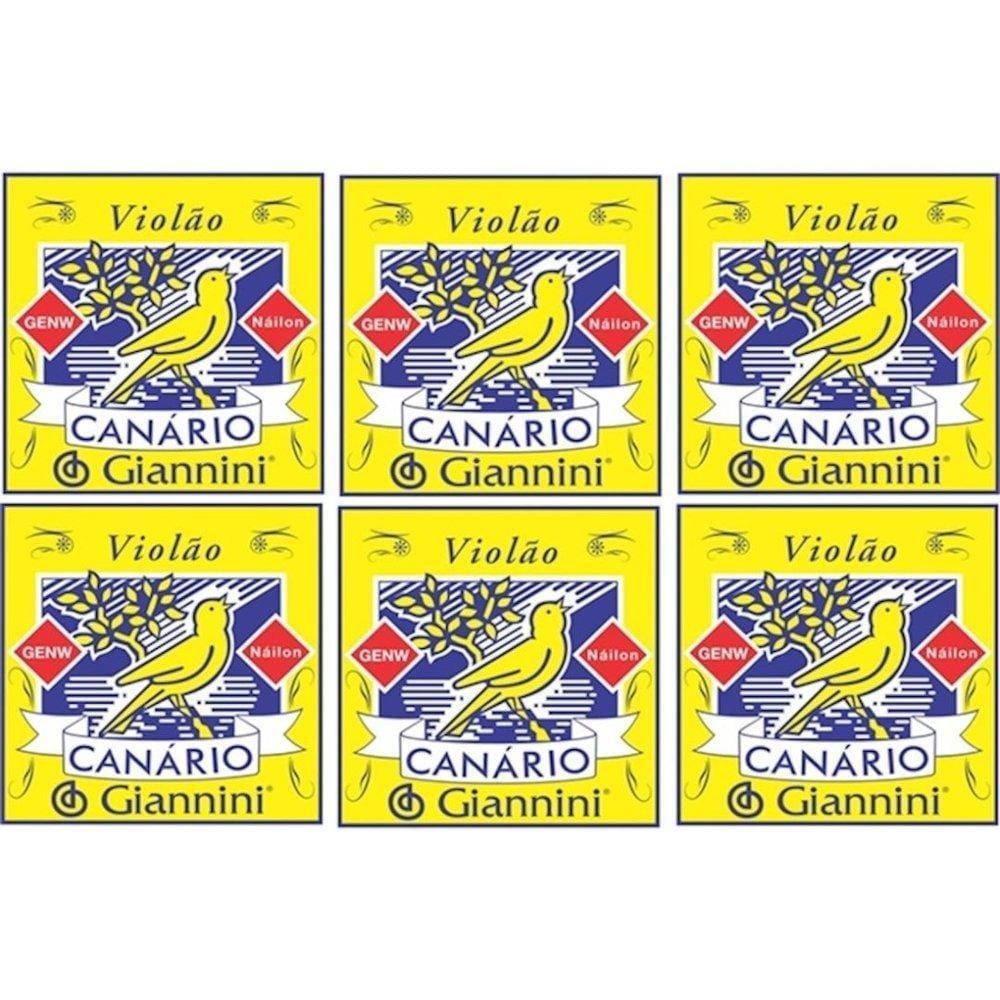 6 Encordoamento Violão Nylon Canário Giannini Genw - Média