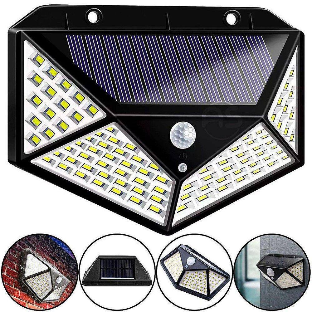 Luminária Energia Solar Parede 100 Led Sensor Presença 3