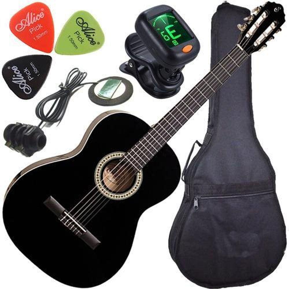 Kit Violão Eletroacústico Nylon Captador N14 Bk Giannini