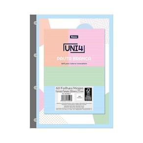 Bloco Fichário Univ Uni4 Pauta Branca Colors 60Fls Foroni