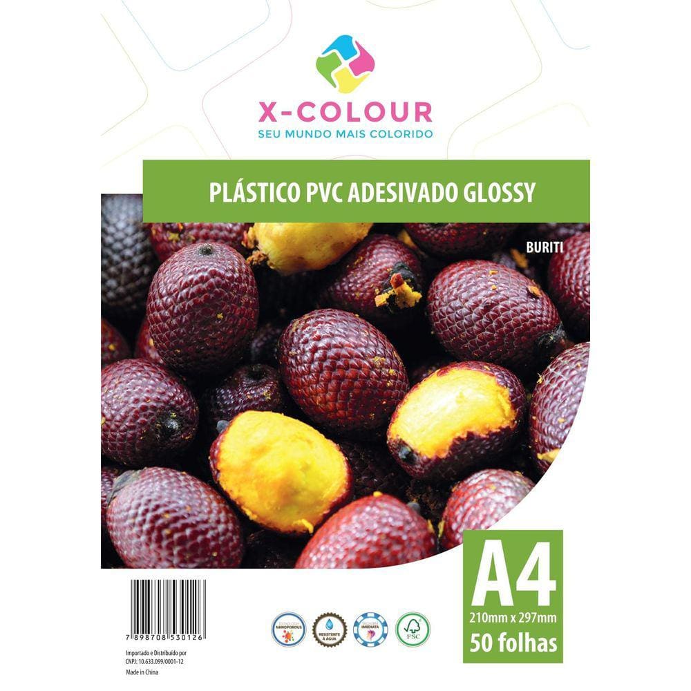Vinil Pvc Branco Glossy Adesivo A4 130G/M2 50 Folhas X-Colour