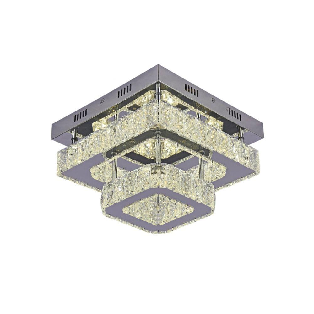 Plafon Quadrado de Cristais 30cm Led 36W 3 em 1 Bivolt