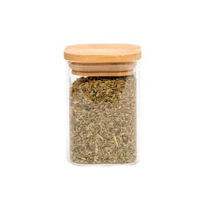 Pote de vidro 200ml com tampa de bambu hermético quadrado - Tüd