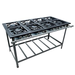 Fogao Industrial 8 Bocas M-16 M/m Max 30X30 Perfil 6,5 Cm Com Porta Panela - Metalmaq