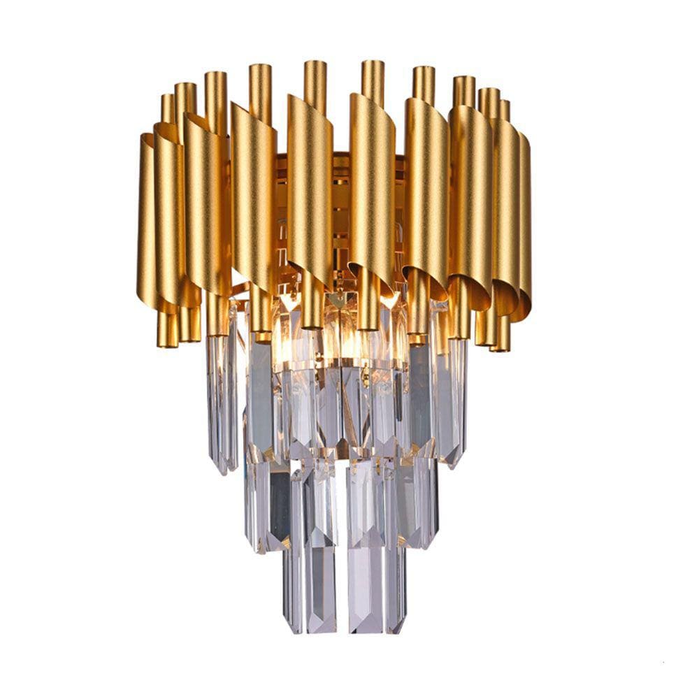 Arandela Dourada com Cristais 33cm 2E14