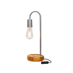 Luminária De Mesa Taschibra Flam Metal/madeira E27 Bivolt Prata