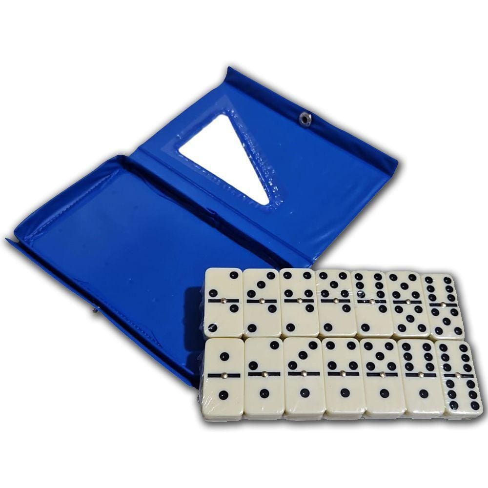 Jogo Profissional Dominó Melanina 28 Peças 6mm Com Estojo Azul