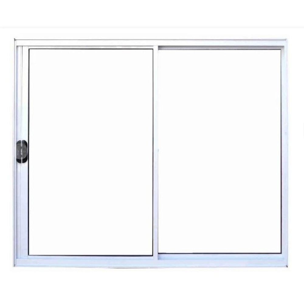 Janela 100x120 2 Folhas Vidro - Alumínio Branco - Linha 18 Modular