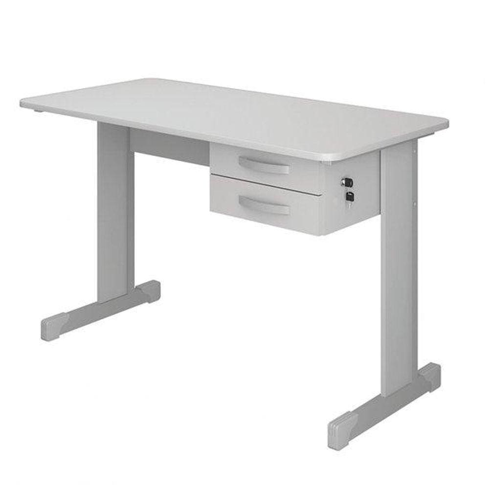 Mesa Maxxi Secretaria Cinza 75X121x61 2 Gavetas - Pandin