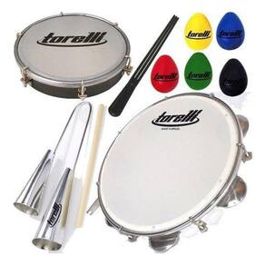 Kit Samba Com 10 Itens Pandeiro Tamborim Agogô Ganza Torelli