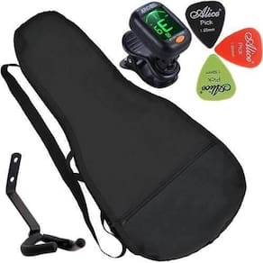 Kit Capa Cavaquinho Afinador Palheta Suporte Parede Carbon