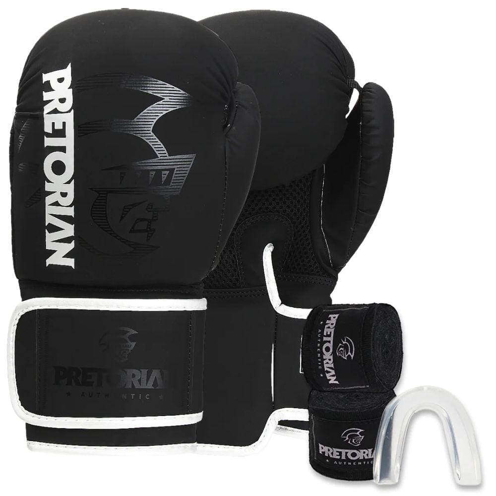 Kit Boxe Pretorian First FX2: Luva + Bandagem + Bucal - Silver