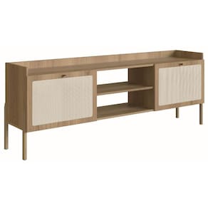 Rack Oslo Artesano 183 Cm (Largura) Em Mdp Cor Palha Natural Duas Portas Base Madeira