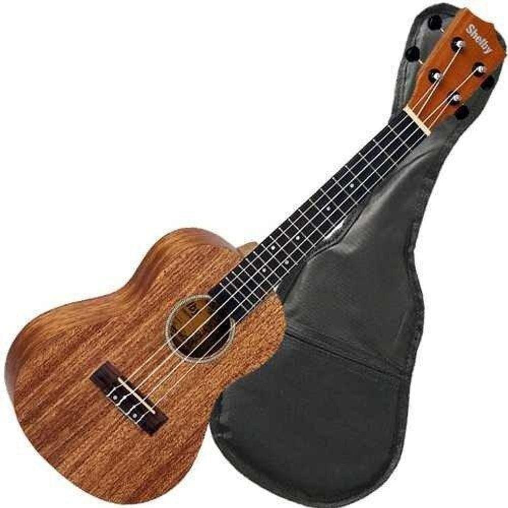 Ukulele Acústico Soprano Mogno Nylon Shelby Su21M Com Capa