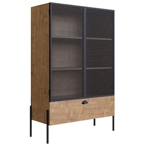 Cristaleira Industrial York Artesano 93 (largura) em MDP Vermont Duas Portas Aço Preto