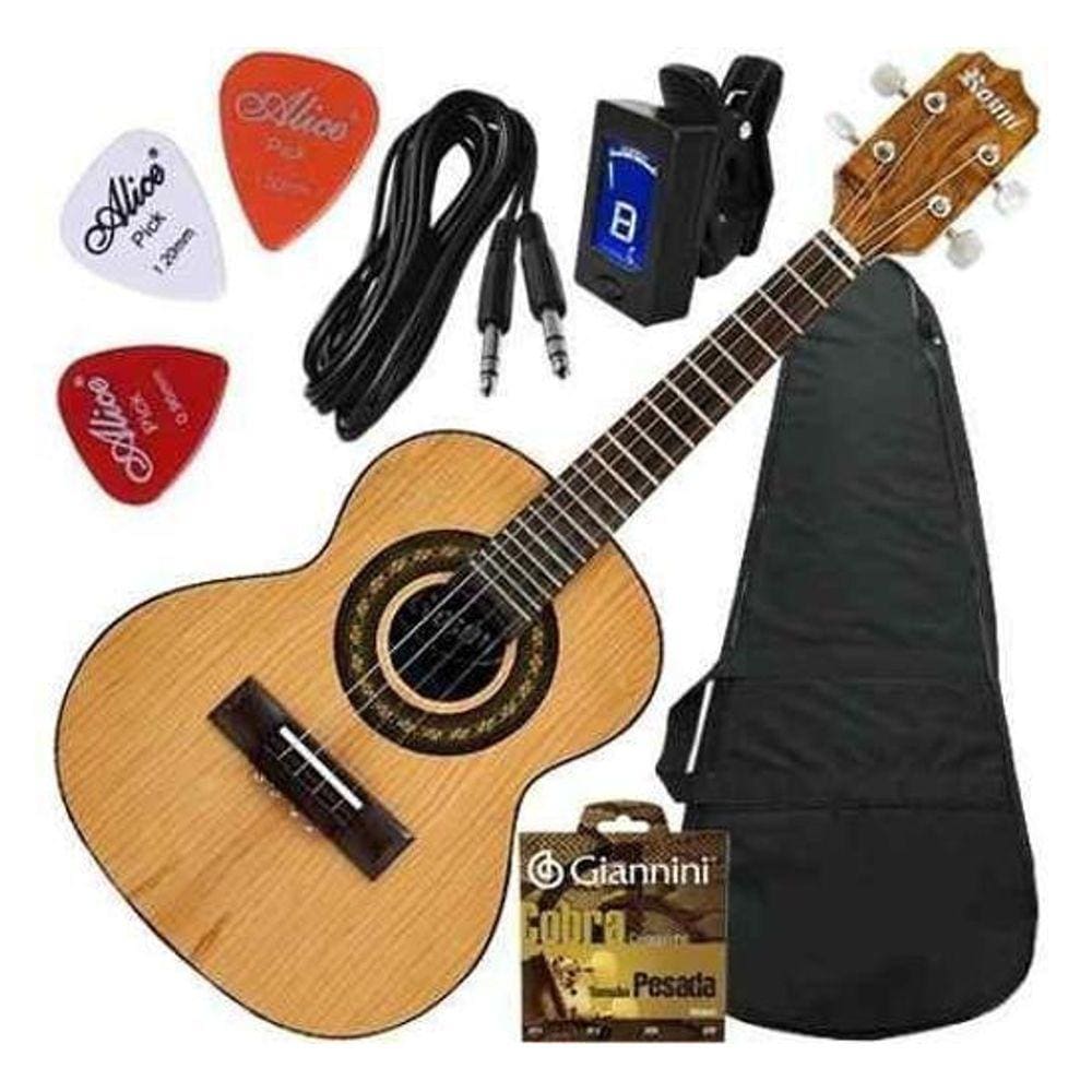Kit Cavaco Eletroacústico Capa Palheta Cabo Rozini Rc09