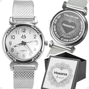 Relogio Feminino Silicone Aço Inoxidável Prata Caixa Moda