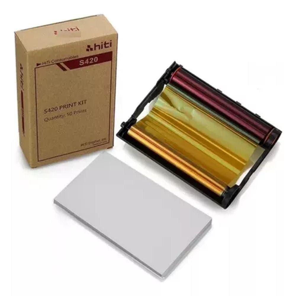 Ribbon E Papel Impressora S420 Hiti 50 Impressões Foto P110S