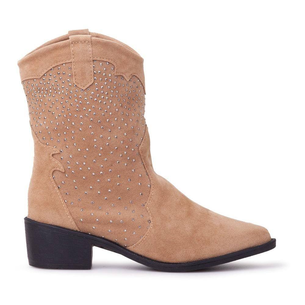Bota Feminina Country Bico Fino Cano Médio Confortável