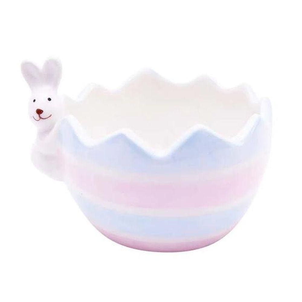 Pote Ovo Cerâmica com Coelho na Borda  CERAMICA RAINBOW