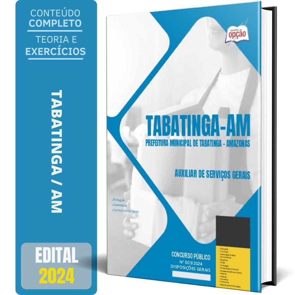 Apostila Prefeitura Tabatinga Am 2024 Auxiliar Serviços