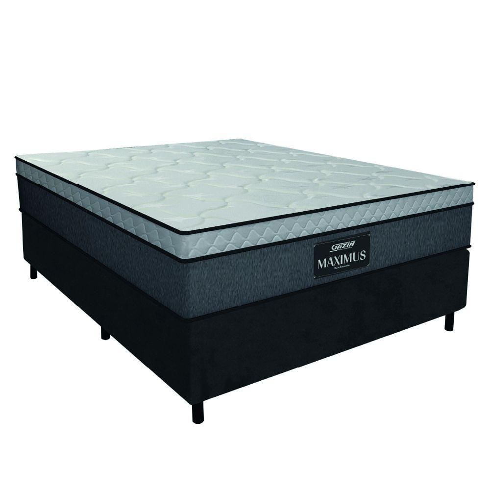 Cama Box Casal Colchão Gazin Maximus Molas Ensacadas 138x188x62cm Cinza / Preto - Suporta até 120Kg por Pessoa
