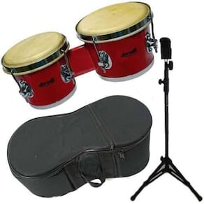 Kit Bongô Torelli Tb010 Vermelho 6X7 Com Pedestal E Capa