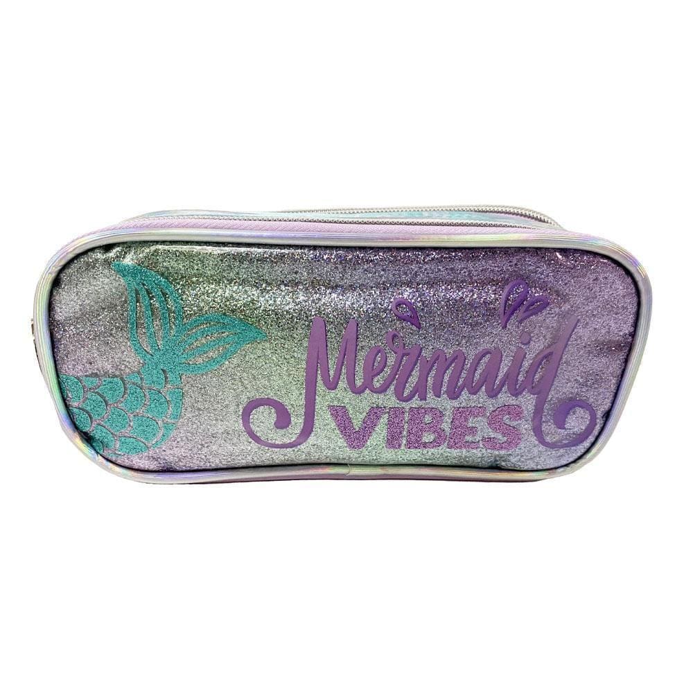 Estojo 2 Divisórias Packme Sereia Vibes Roxo Glitter Pacific