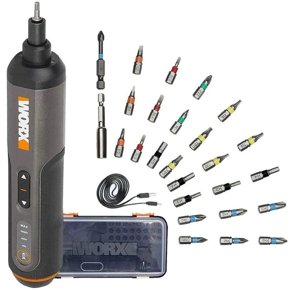 Parafusadeira Bivolt 4v Wx240 Worx + Bits + Maleta