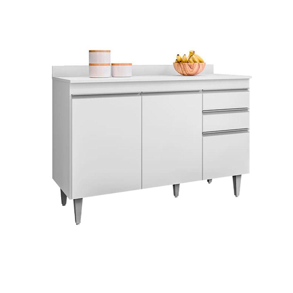 Balcão Melissa Branco C/ Tampo - Vallisa Decor