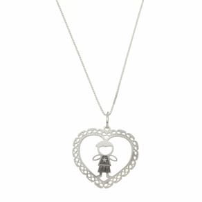 Colar Cordão Prata 925 Coração Filho Veneziana 45cm Feminina
