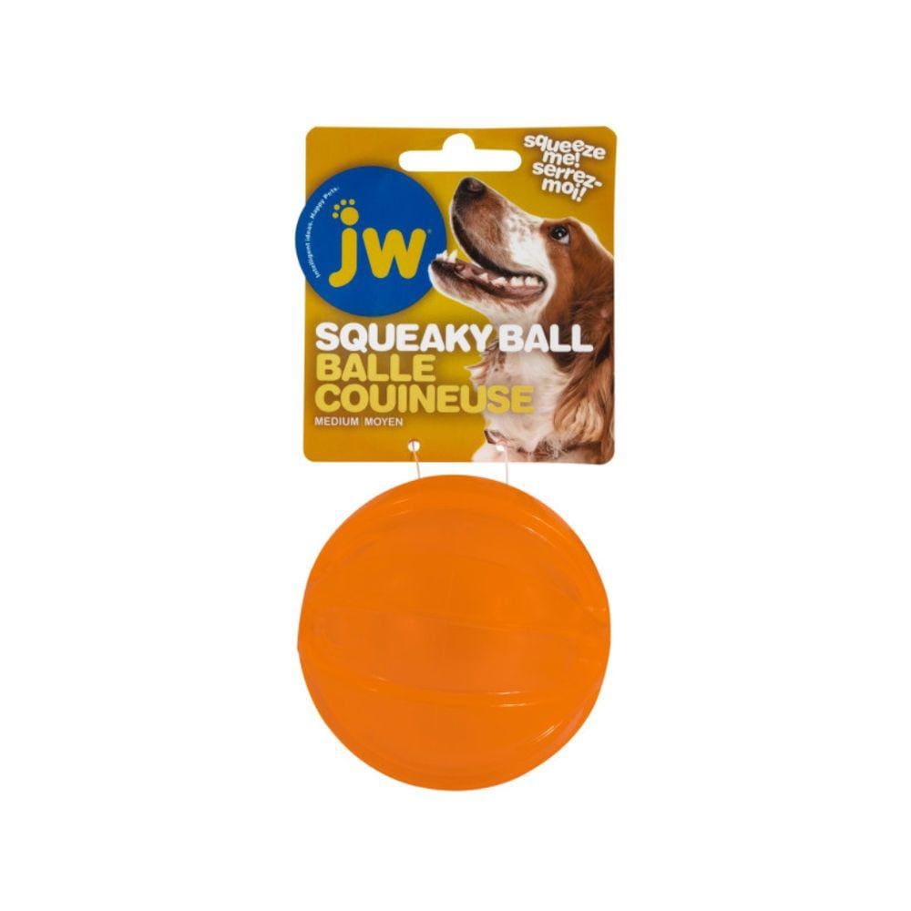 Brinquedo Bola JW Squeak-EE Ball Com Apito Para Cães Médio - Laranja