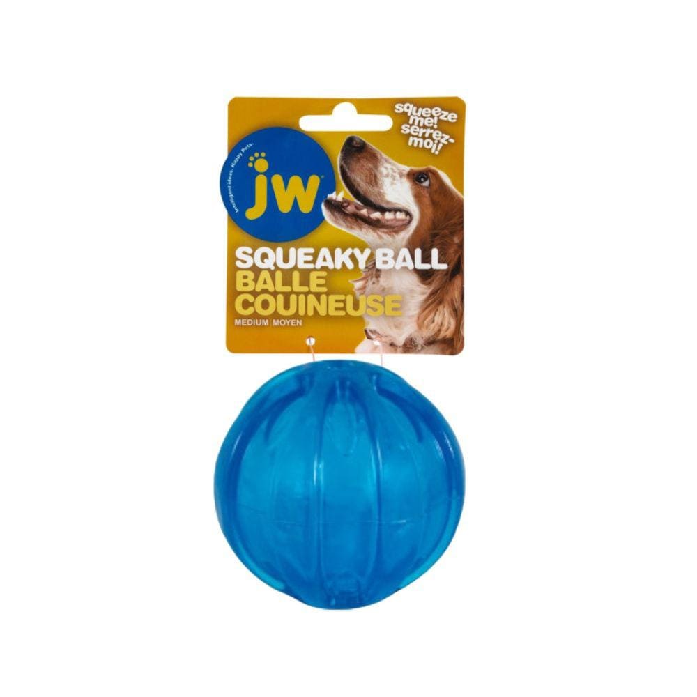 Brinquedo Bola JW Squeak-EE Ball Com Apito Para Cães Médio - Azul