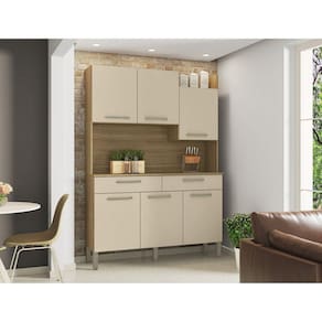 Armário de Cozinha 6 Portas 2 Gavetas Kit Modena Freijó/Vanilla