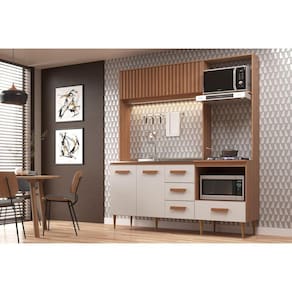 Cozinha Compacta 3 Gavetas 4 Portas Celine Freijó/Off White