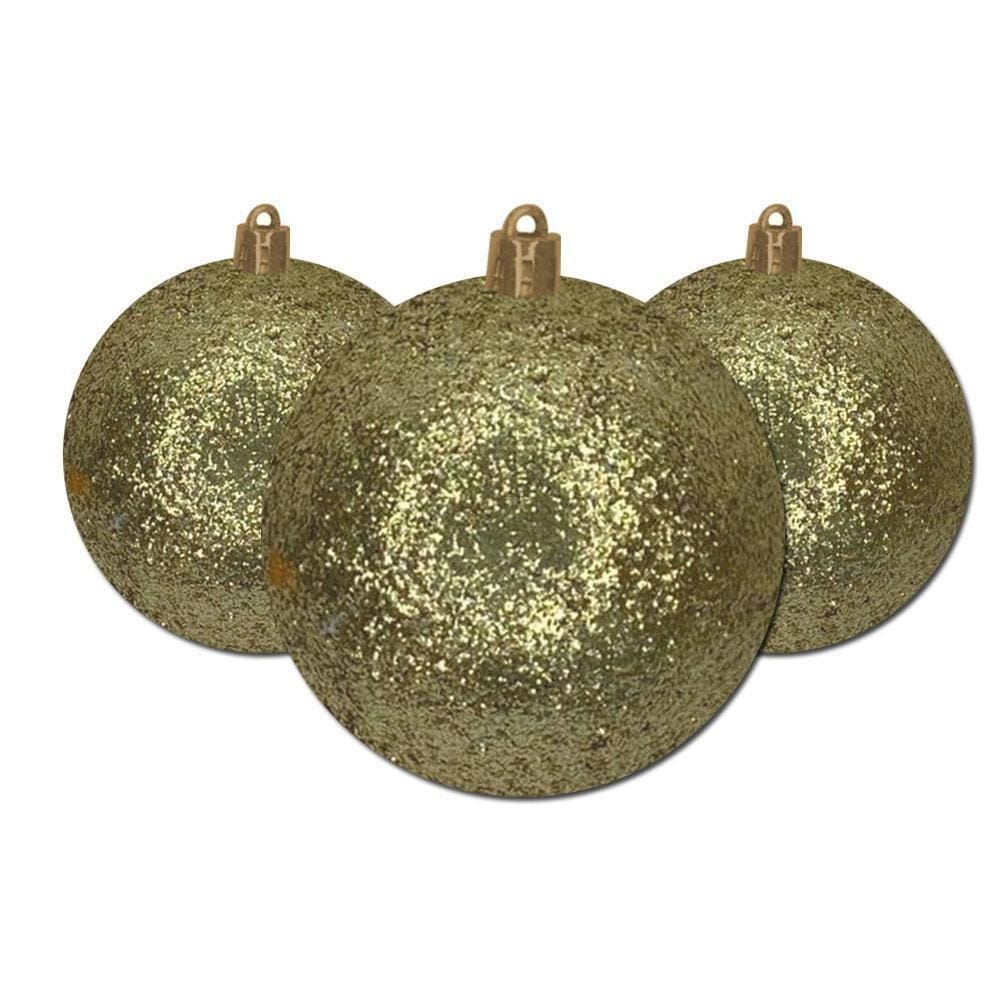 Mini Bola De Natal 5Cm Ouro Glitter 06Und Cromus